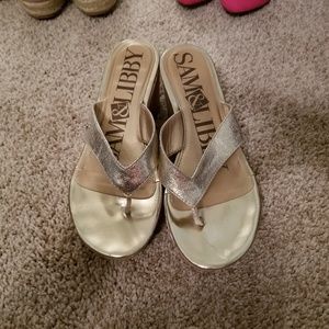 Gold wedge shoes sandals